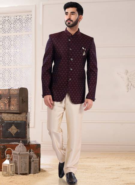 Maroon Colour Wedding Wear Mens Wholesale Jodhpuri Suits Catalog 1750